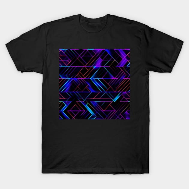 Neon Trippy EDM Festival Rave Pattern T-Shirt by AlexandrAIart